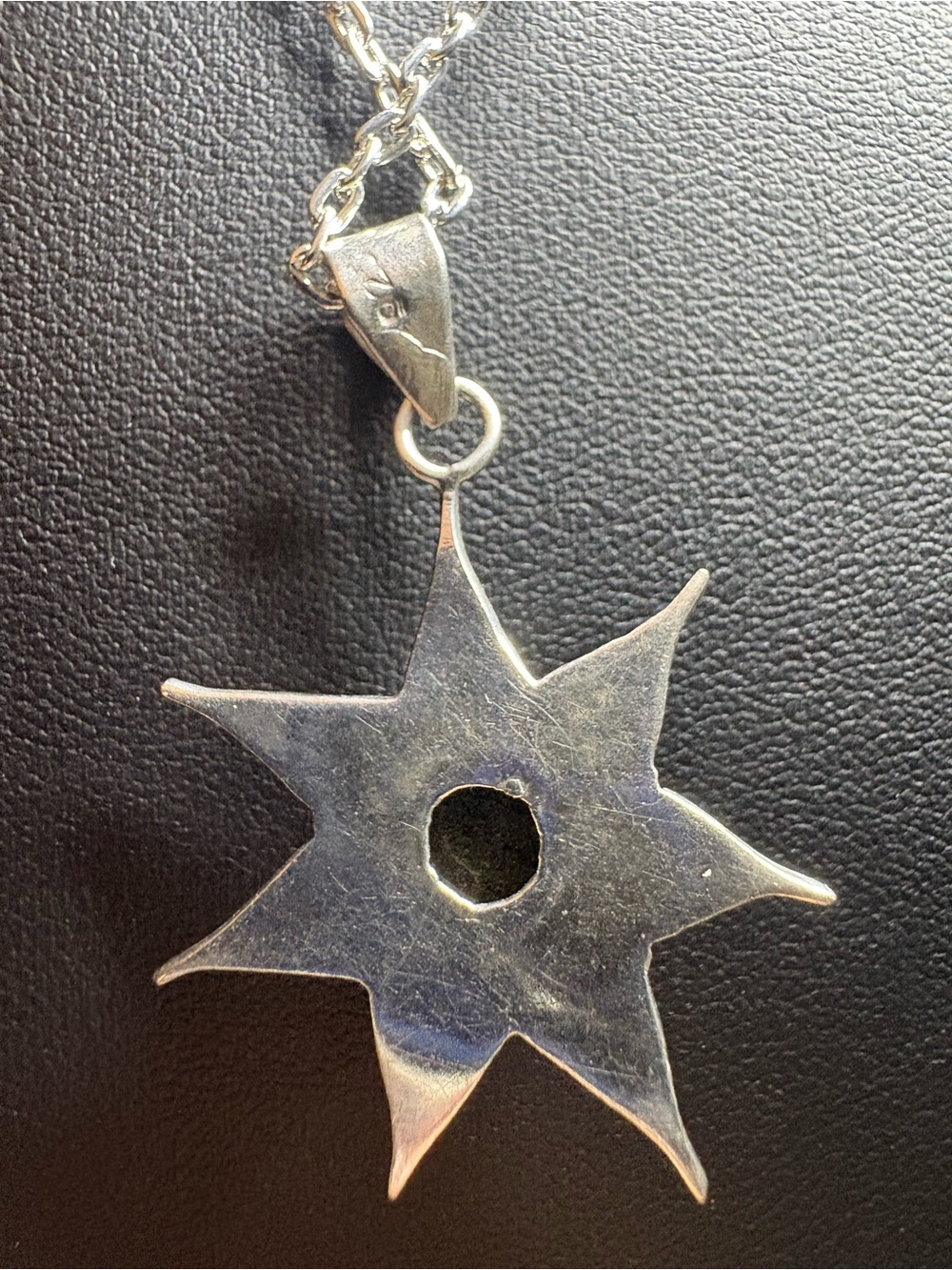 Pendant 925 Sterling Silver Starburst Genuine Black Onyx Center Stone - Picture 3 of 7